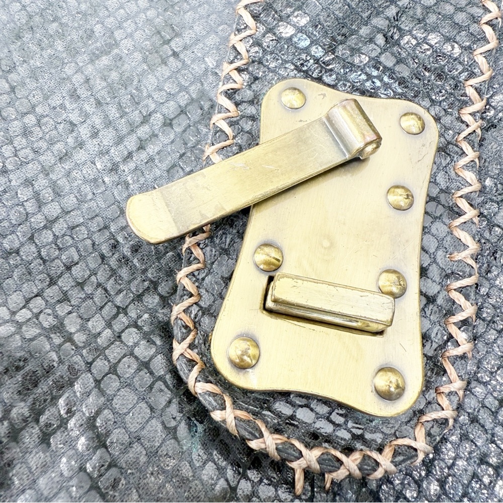 Carla Mancini Gray Snakeskin Leather Shoulder Bag… - image 7